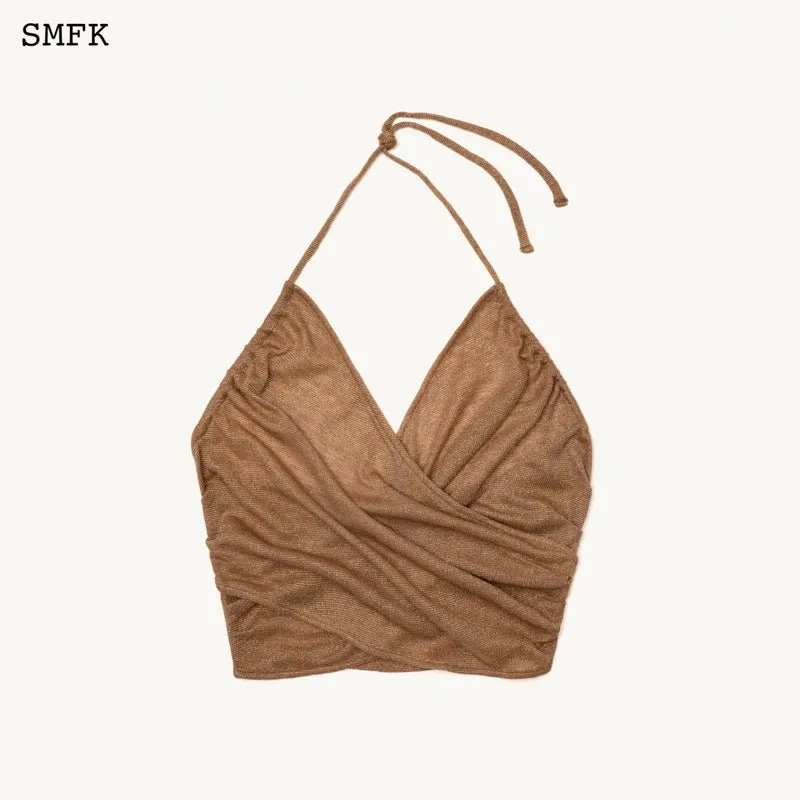 Ancient Myth Beach Halter-Neck Vest Top Golden