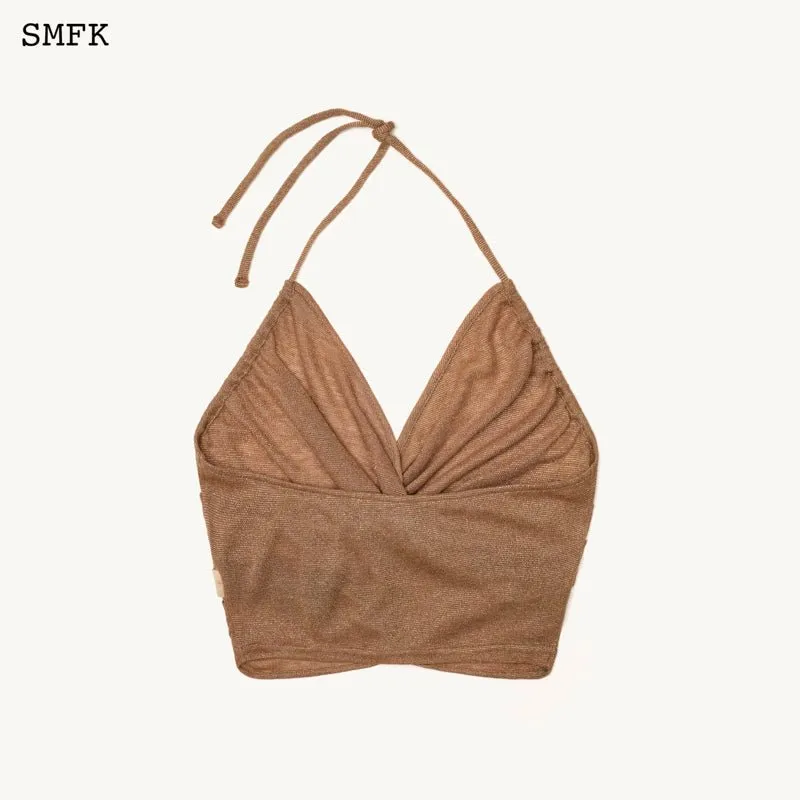 Ancient Myth Beach Halter-Neck Vest Top Golden