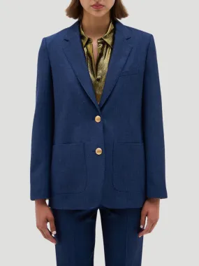 Annette Single-Breasted Denim Blazer