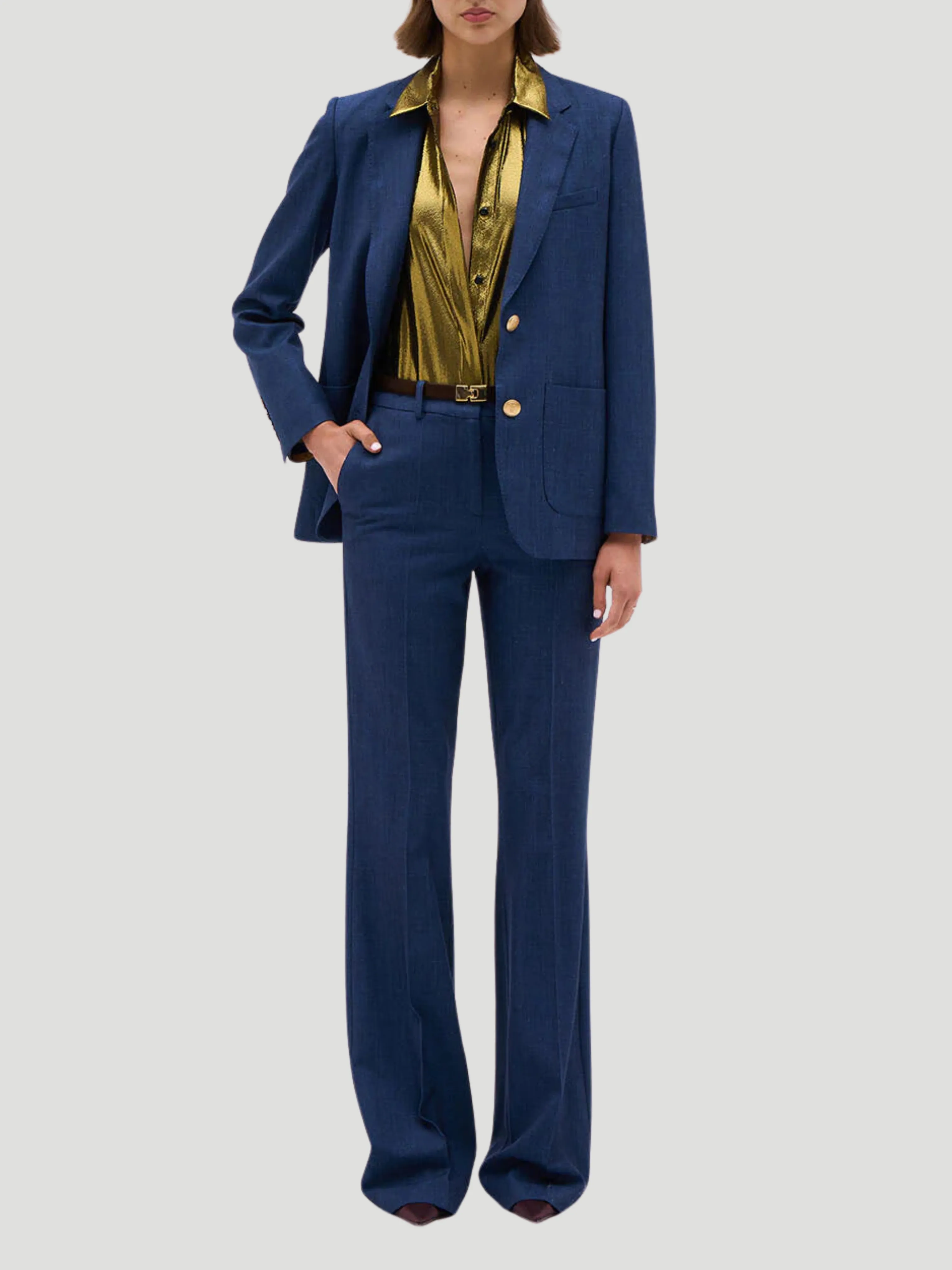 Annette Single-Breasted Denim Blazer