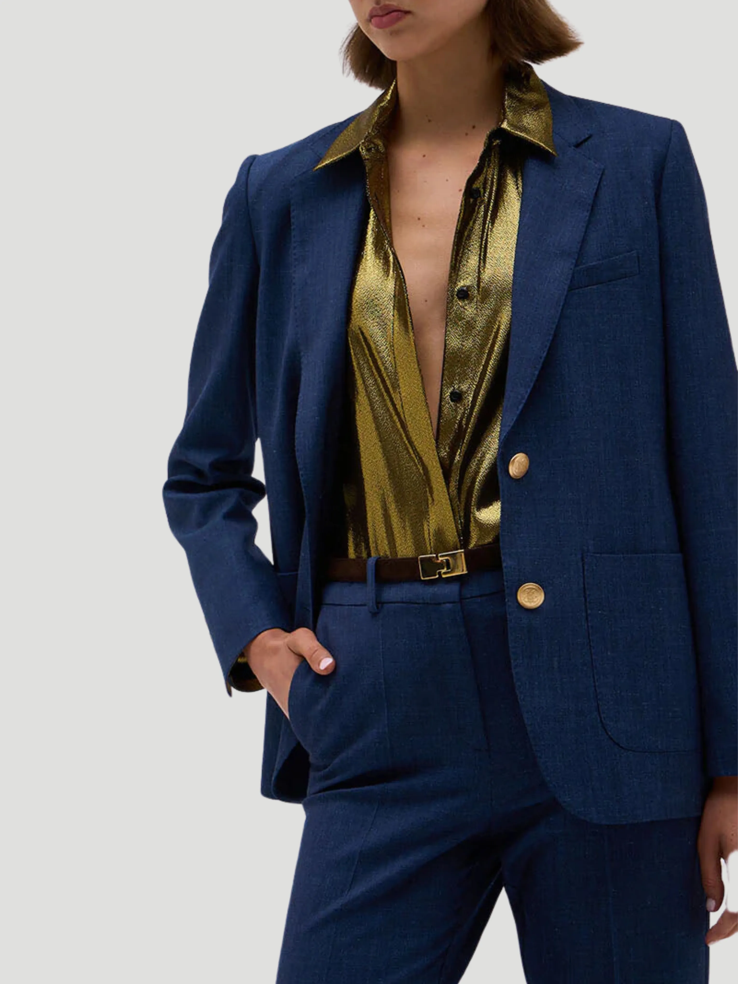 Annette Single-Breasted Denim Blazer