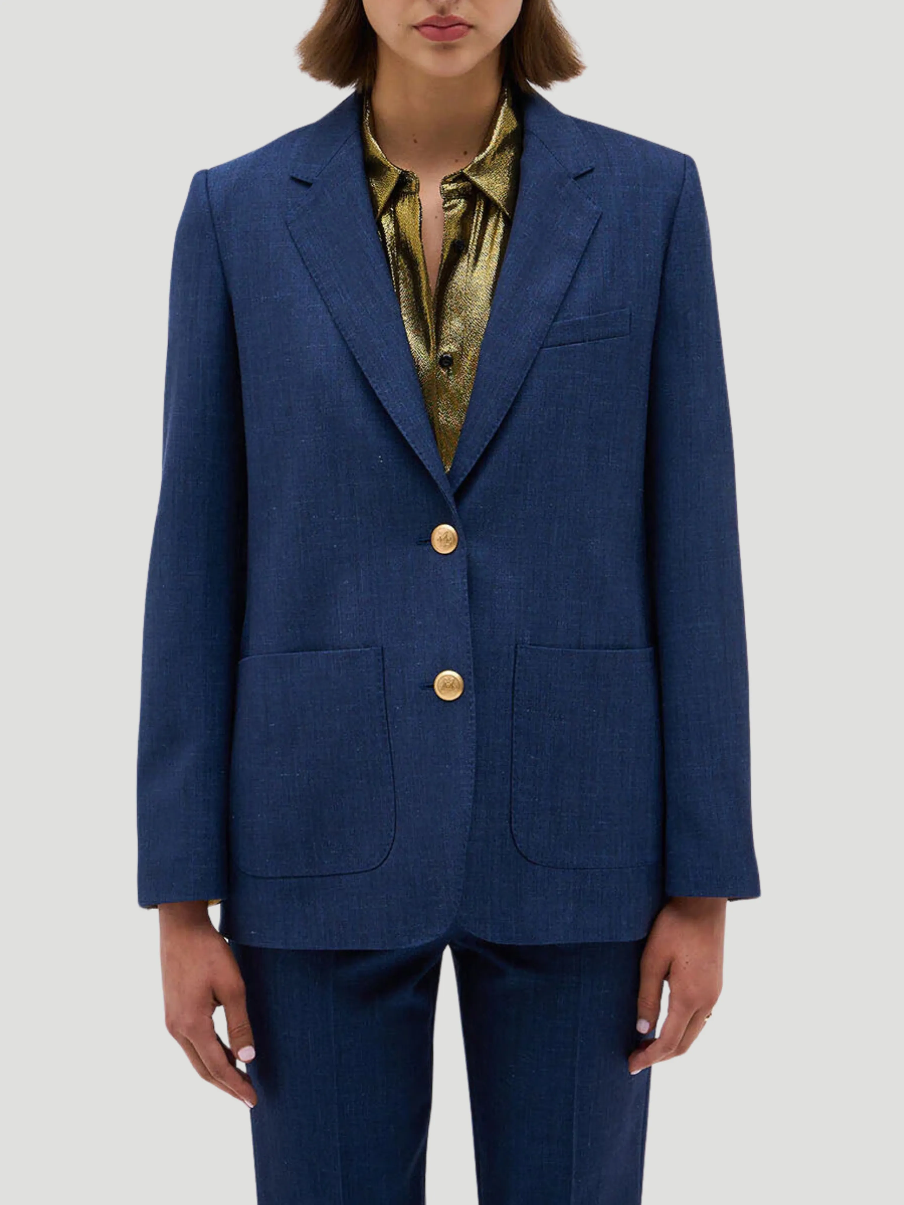 Annette Single-Breasted Denim Blazer