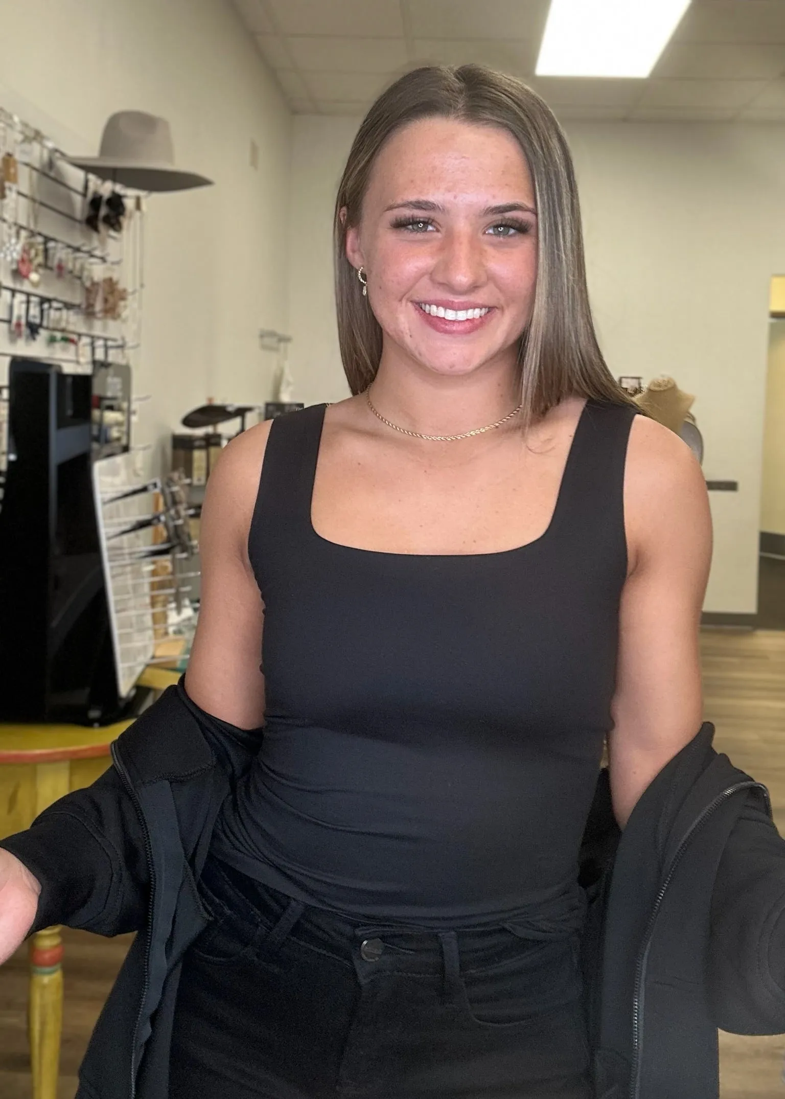 Black Square Neck Tank