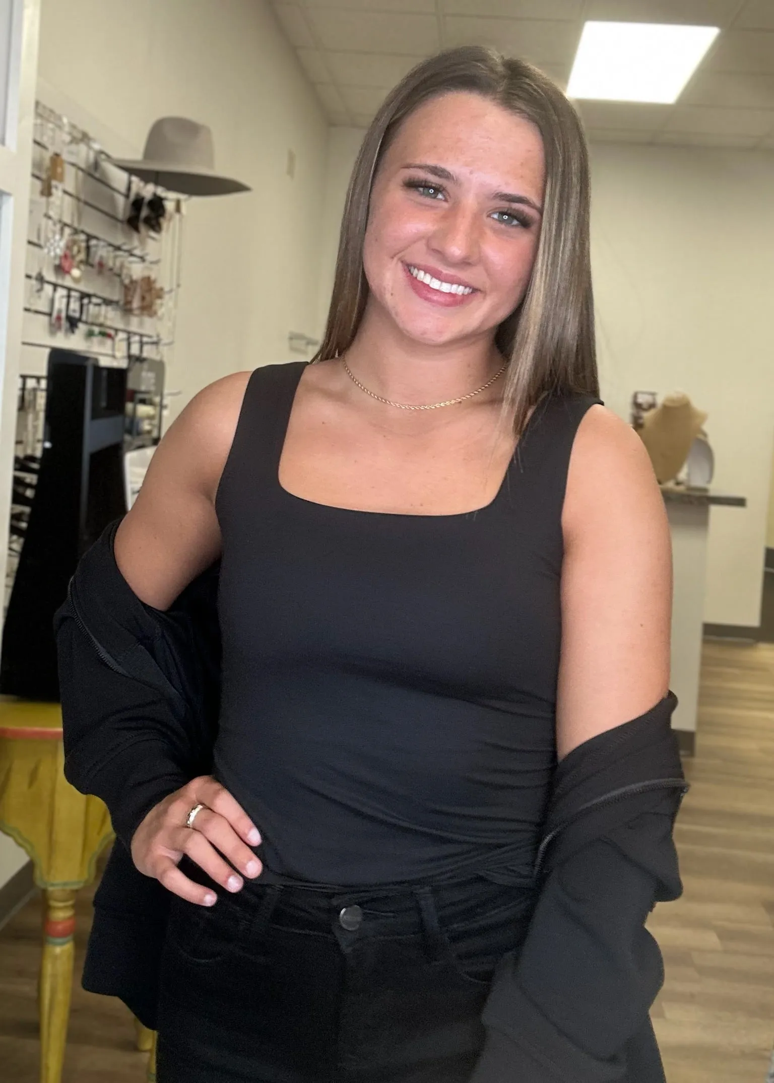 Black Square Neck Tank