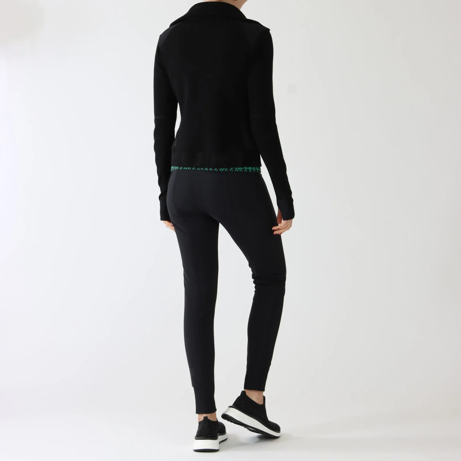 Black Thumbhole Zip-Up Jacket