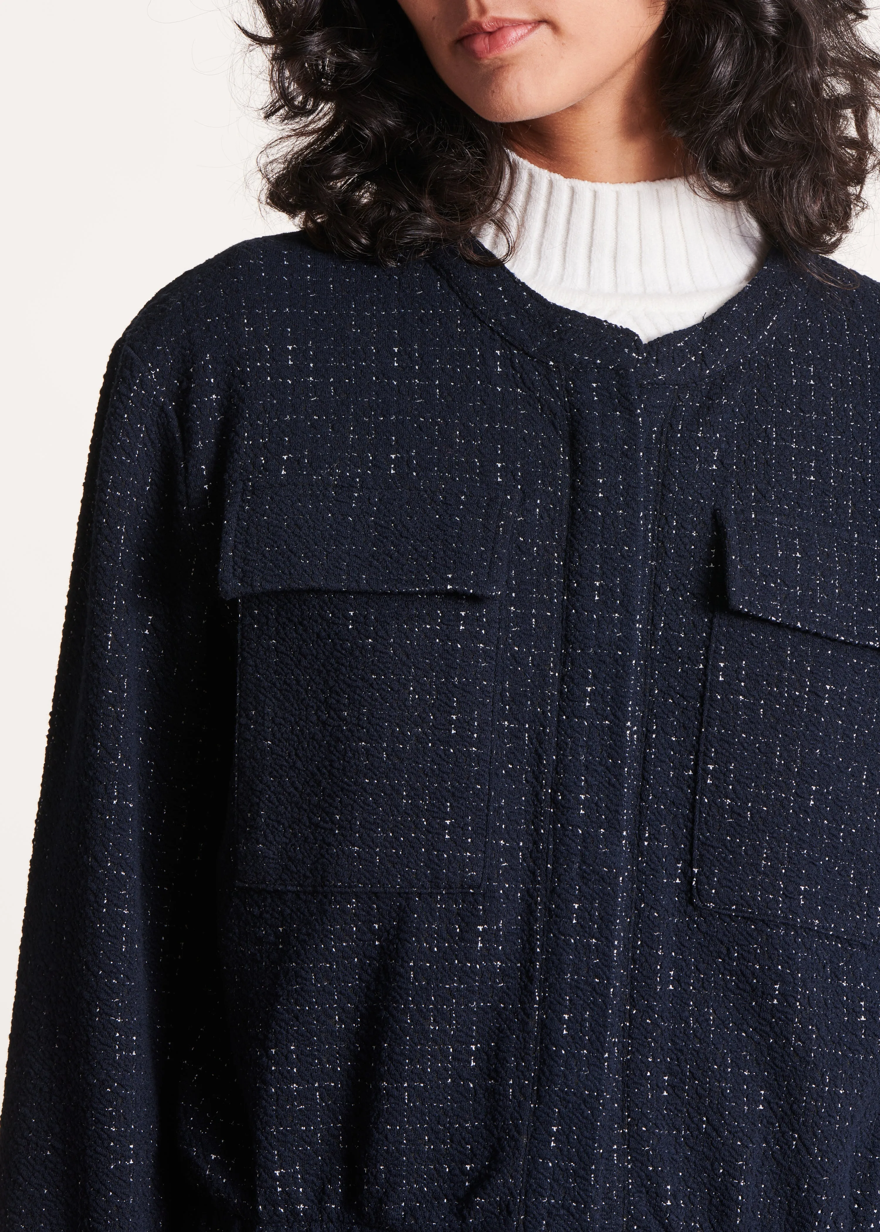 Blouson bomber bleu foncé en coton biologique
