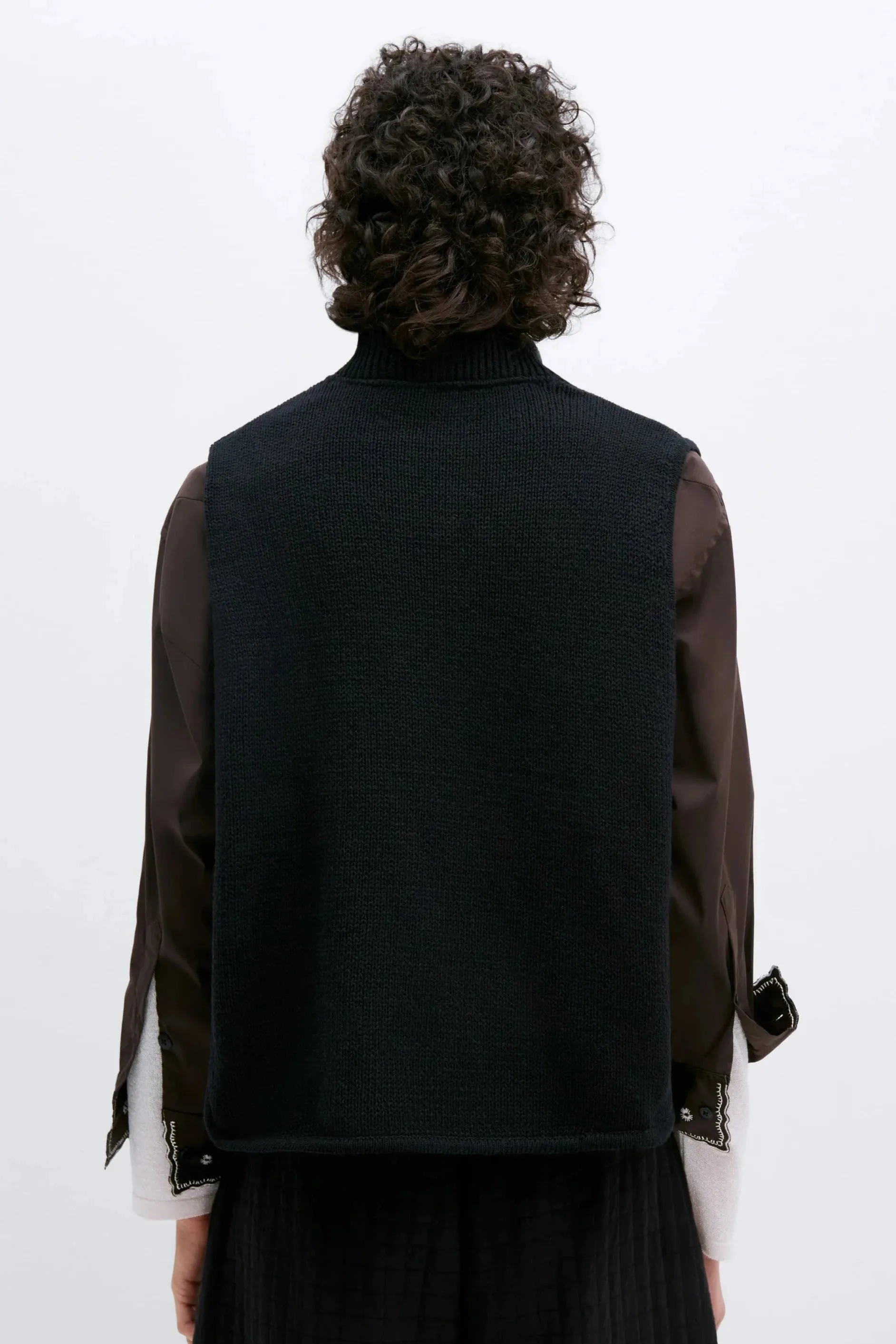 Boxy Cotton Waistcoat, Black