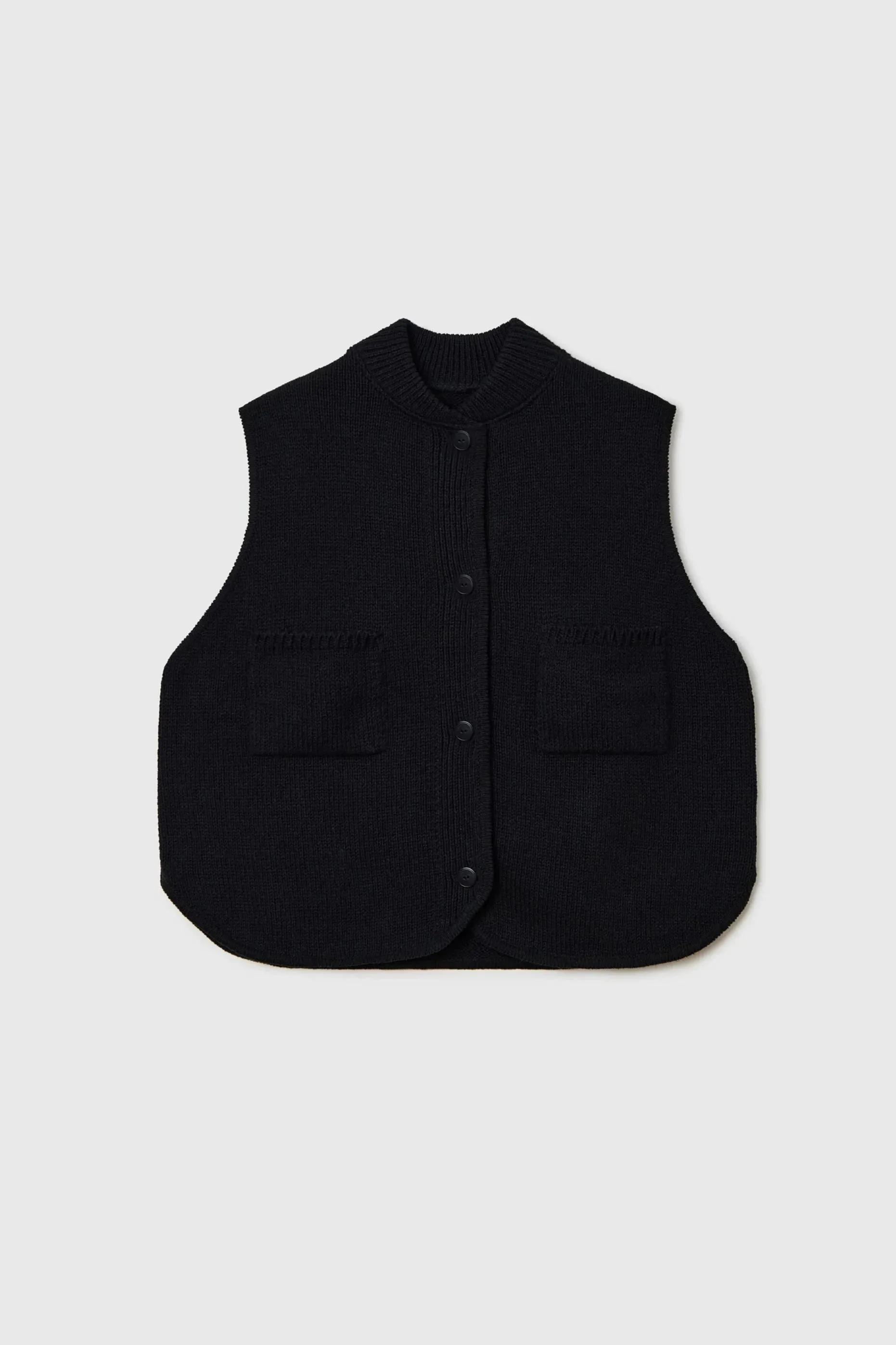 Boxy Cotton Waistcoat, Black