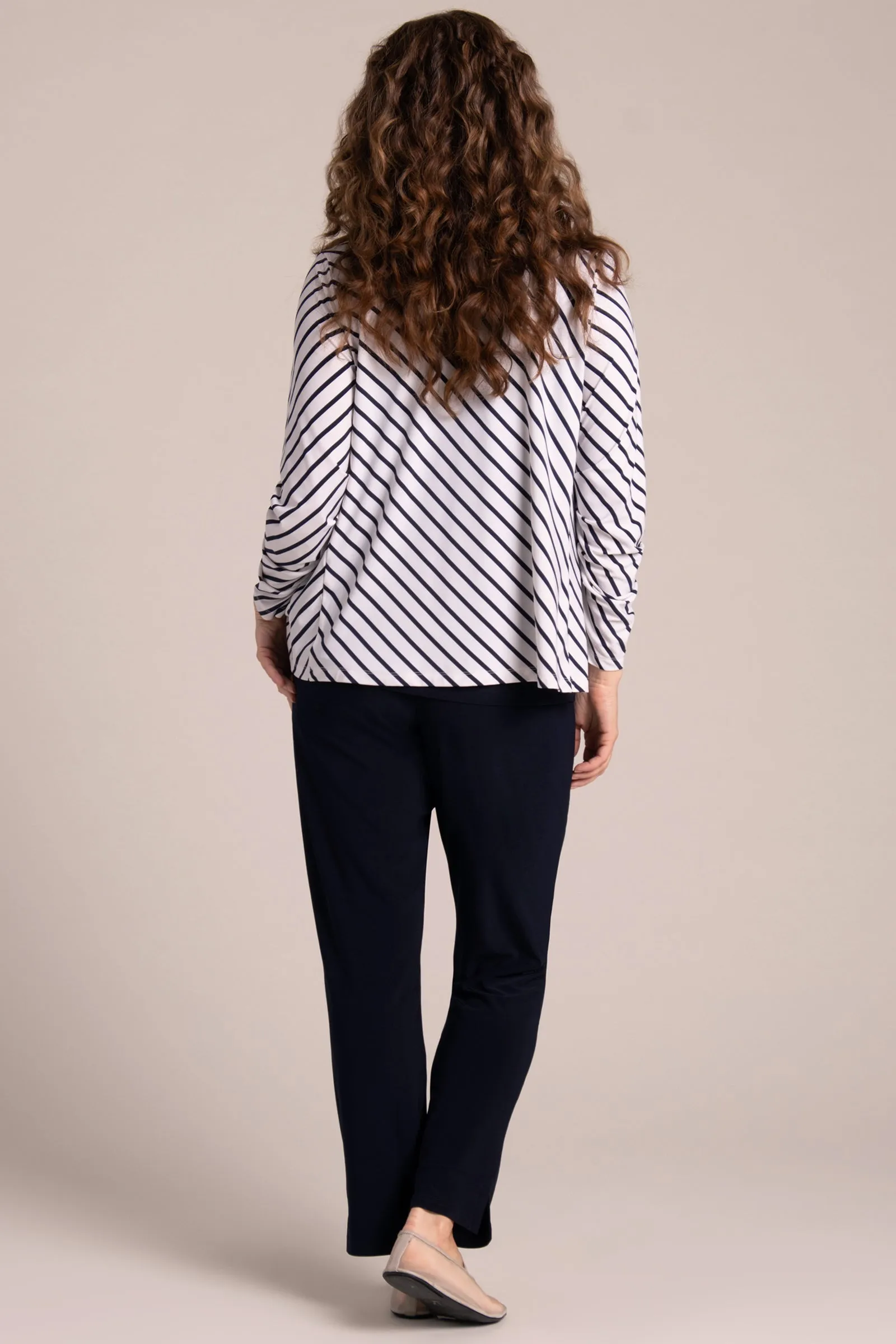 Classic Jacket with Pleated Sleeves | Navy Stripe