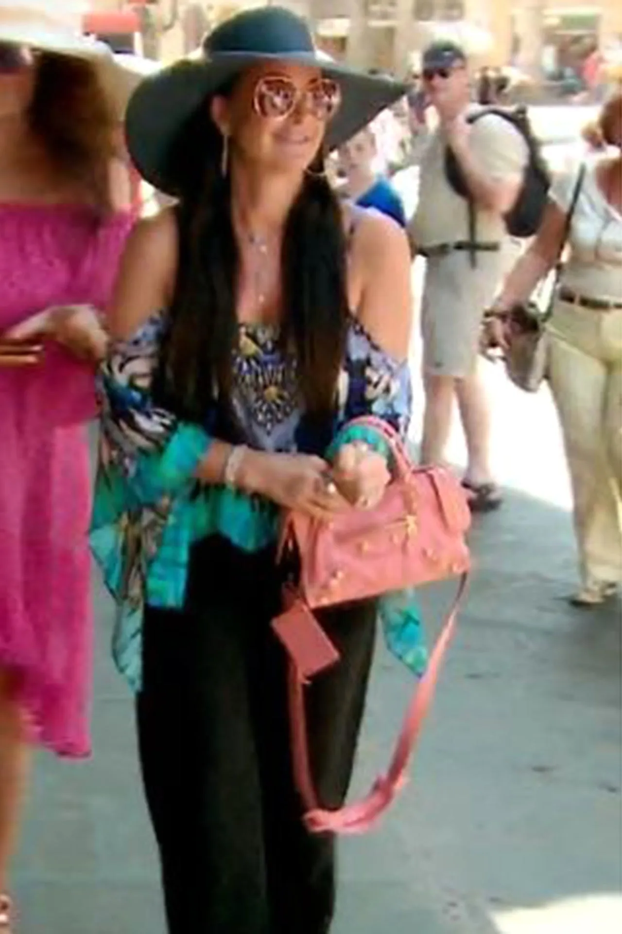 Coachella Wearing Blue Embellished Spagehtti Halter Top