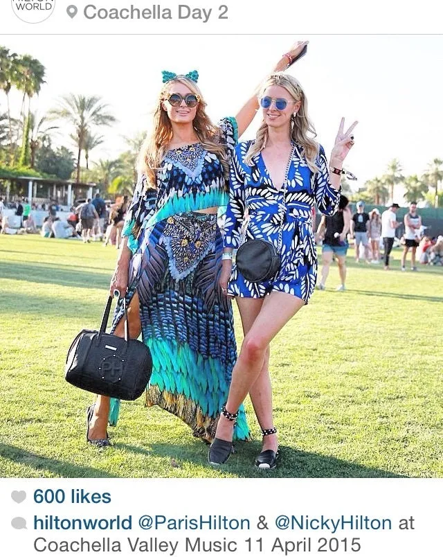 Coachella Wearing Blue Embellished Spagehtti Halter Top