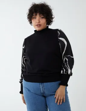 Curve Marble Sleeve Frill Jumper