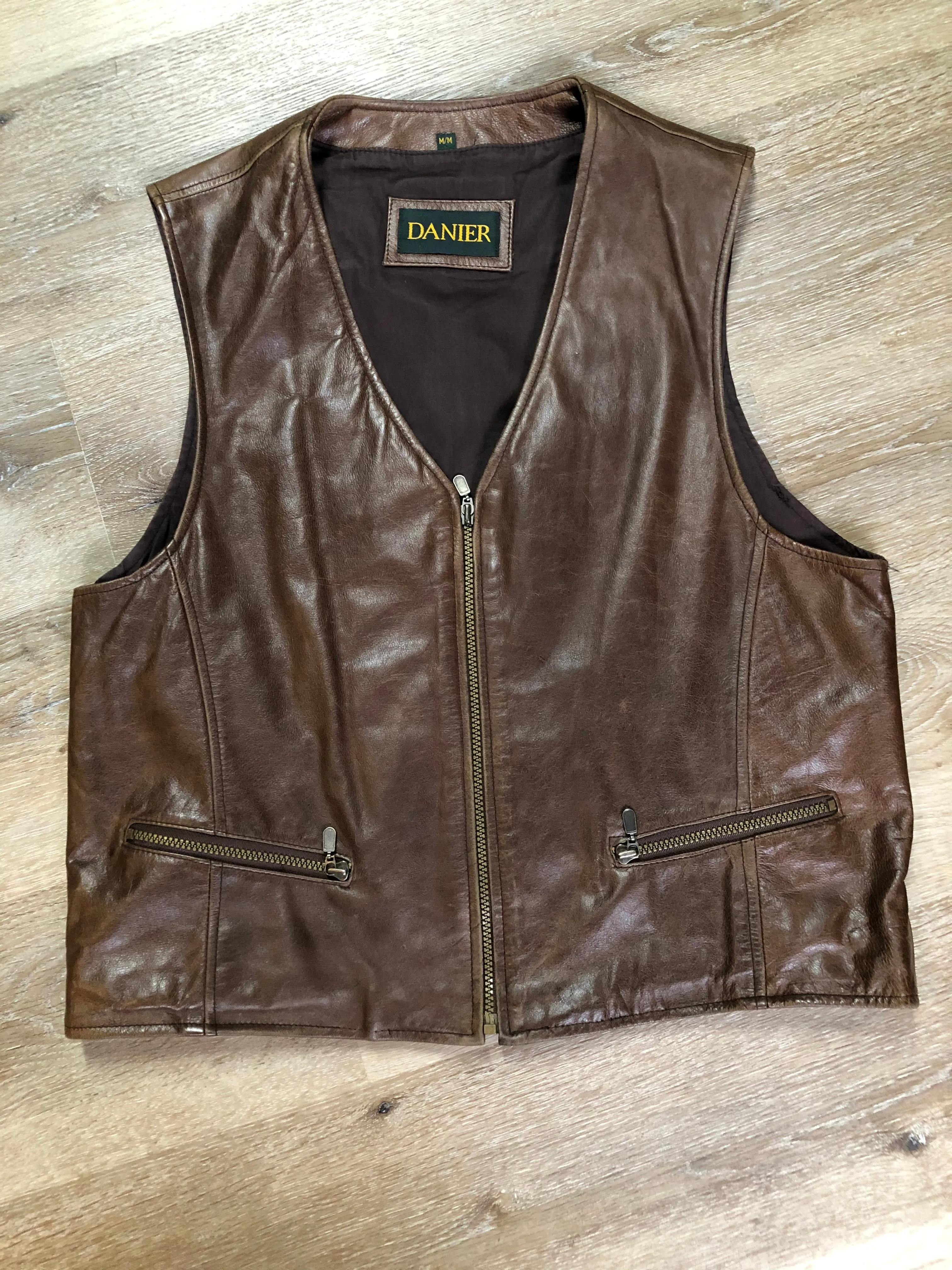 Danier Medium Brown Leather Vest, SOLD