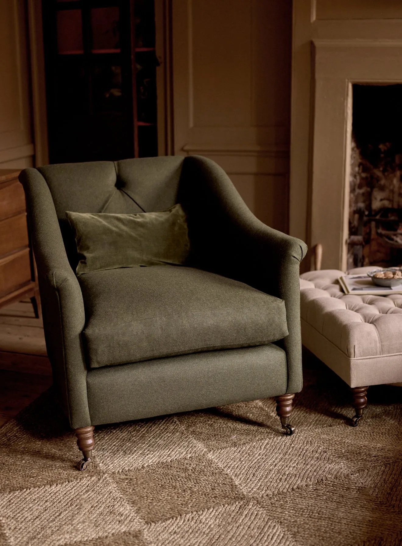 Elbert Armchair, Black Ticking Stripe