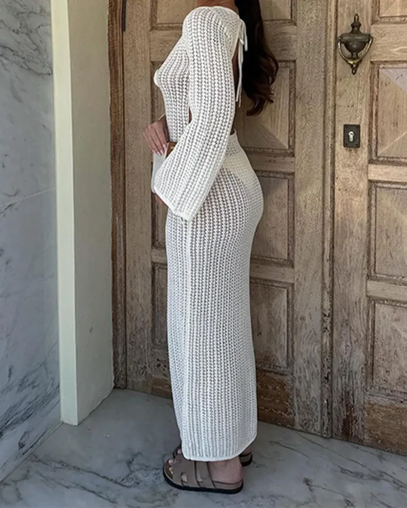 Elegant Knitted Flower Dress