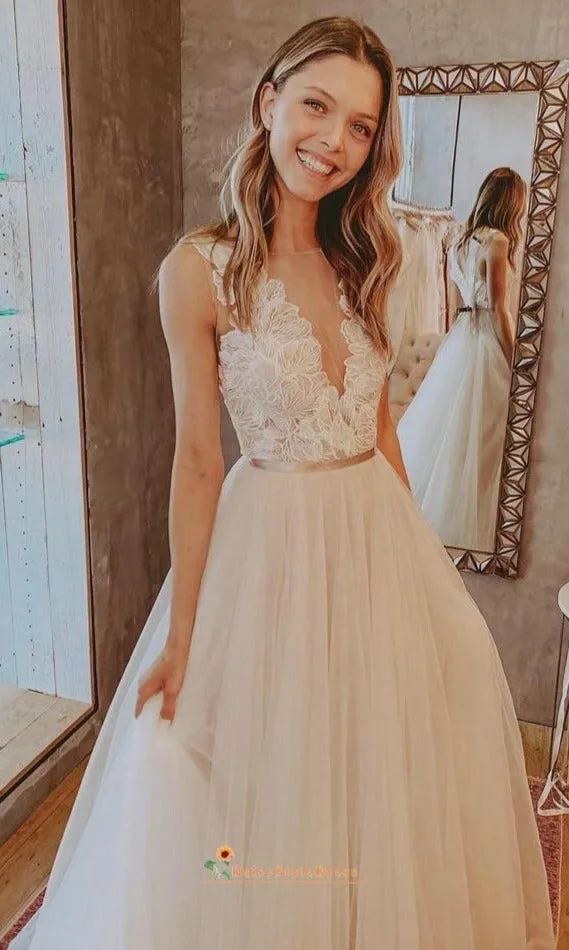 French Lace Low Back Wedding Dress