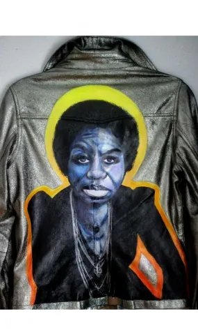 Hand painted Nina Simone leather jacket