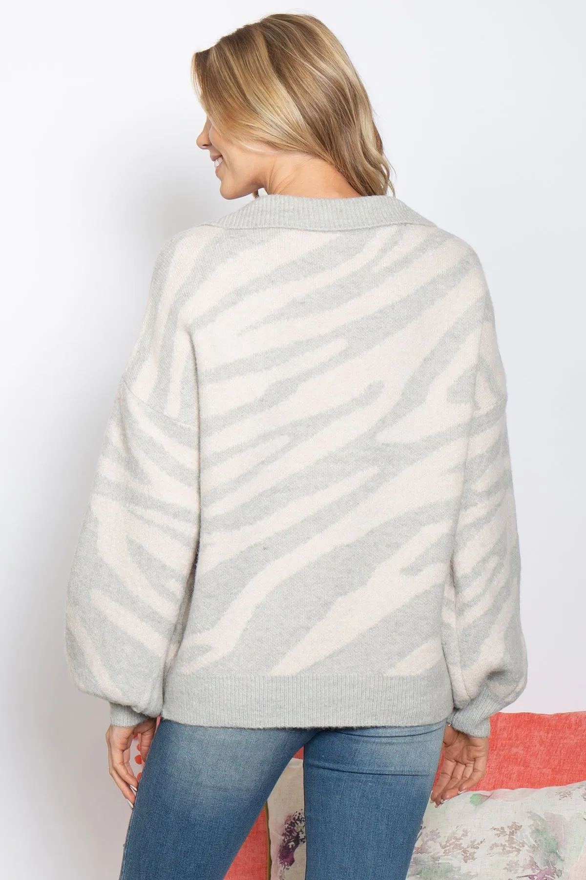 Heather Gray Animal Print Sweater