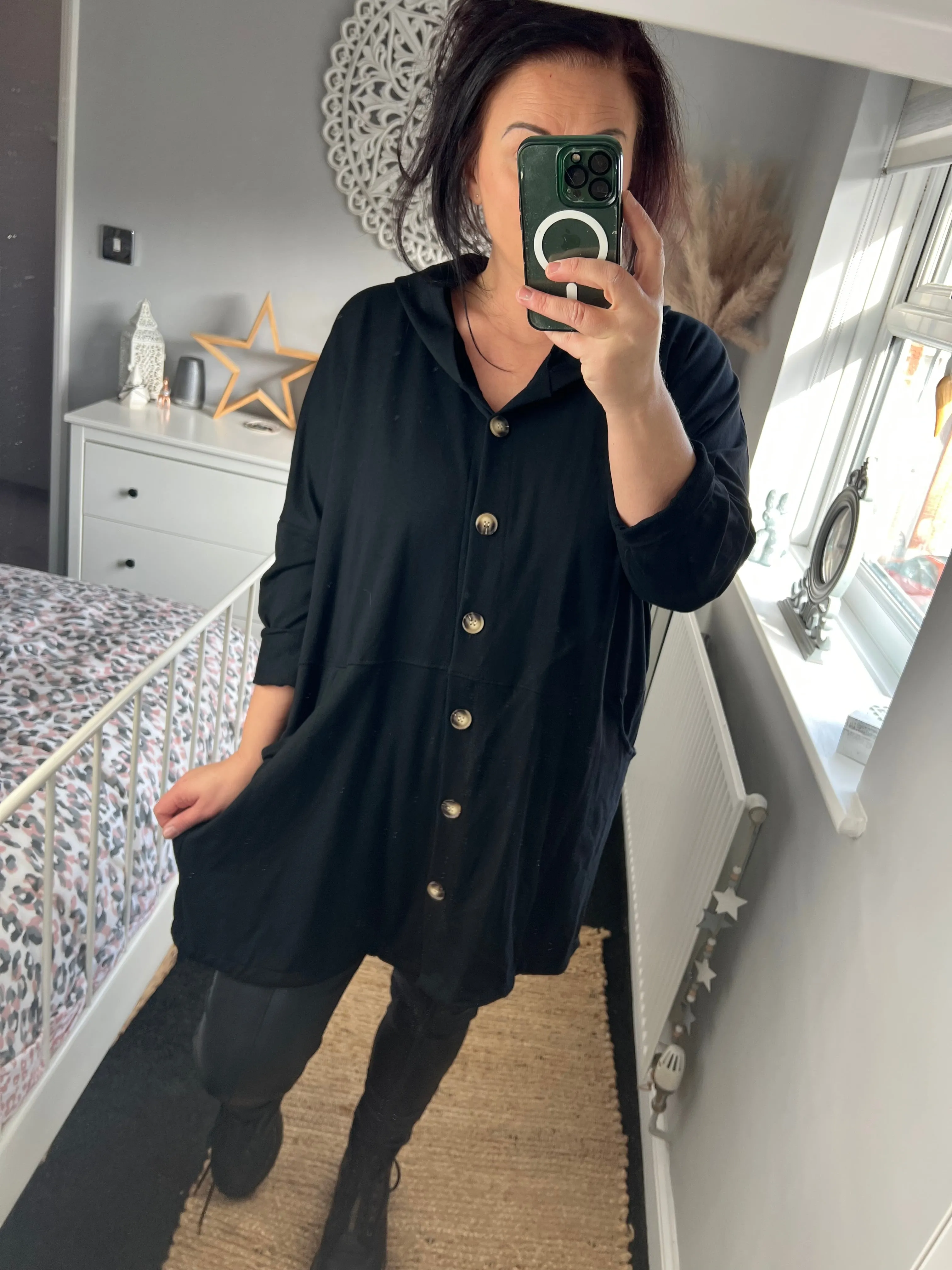 Jersey Hooded Jacket - Black