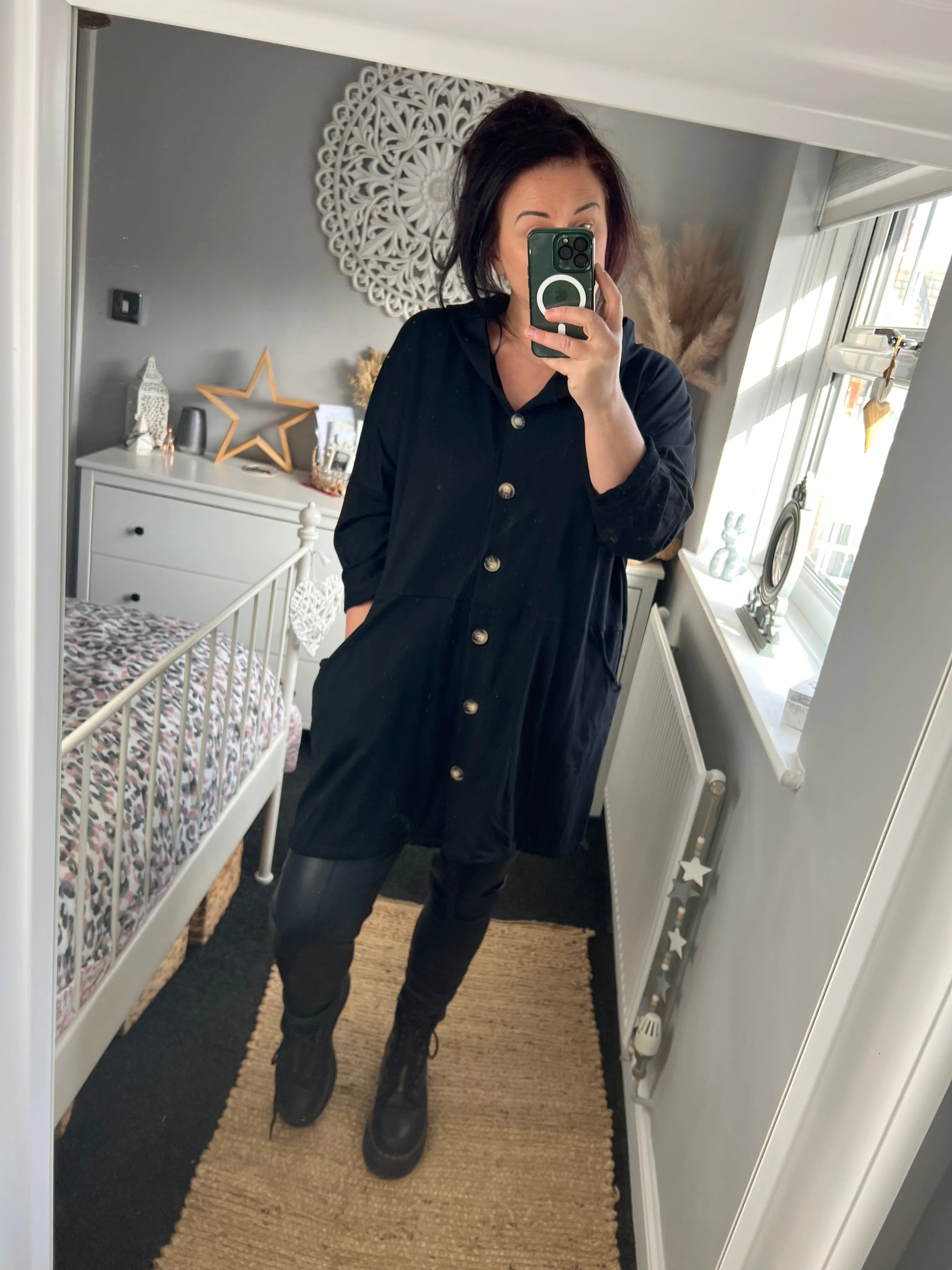 Jersey Hooded Jacket - Black