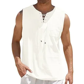 Linen Loose Lace-Up Sleeveless Tank Top