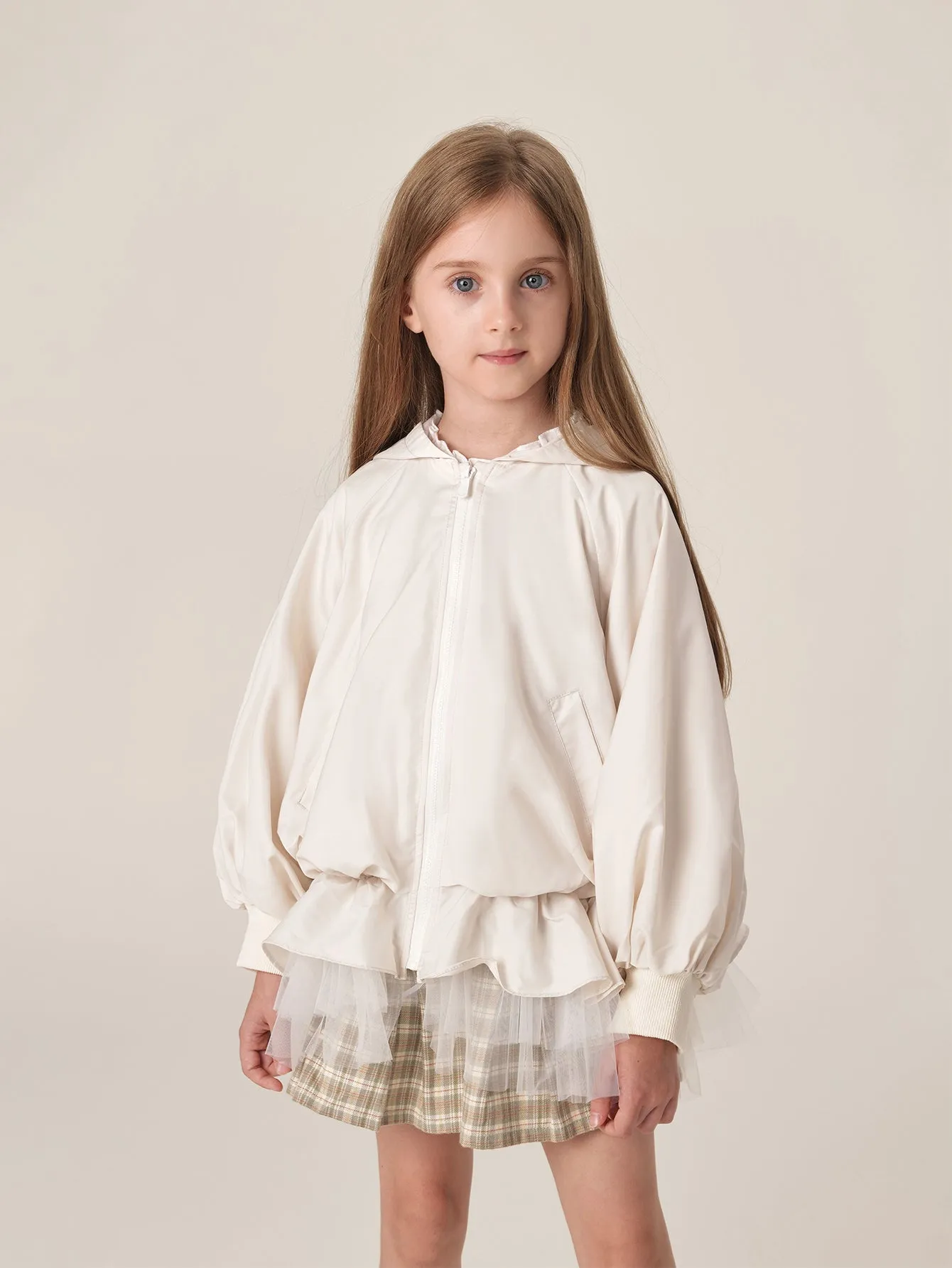 MARC & JANIE Girls Hooded Pleated Jacket 230168
