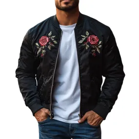 Men's Classic Casual Embroidered Flight Jacket 92247434K