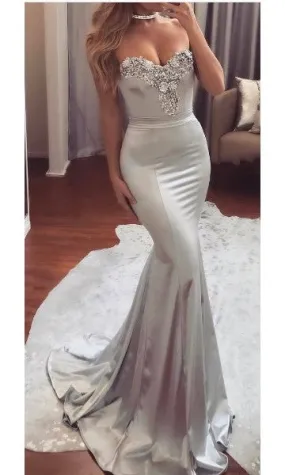 Mermaid Silver Evening Party Dress