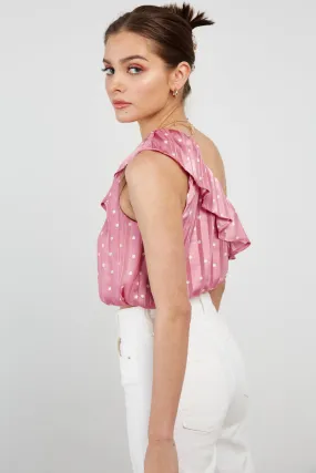 One Shoulders Satin Crop Top