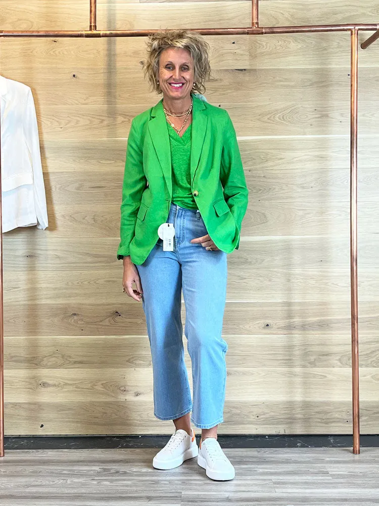 Oui Linen Jacket Green
