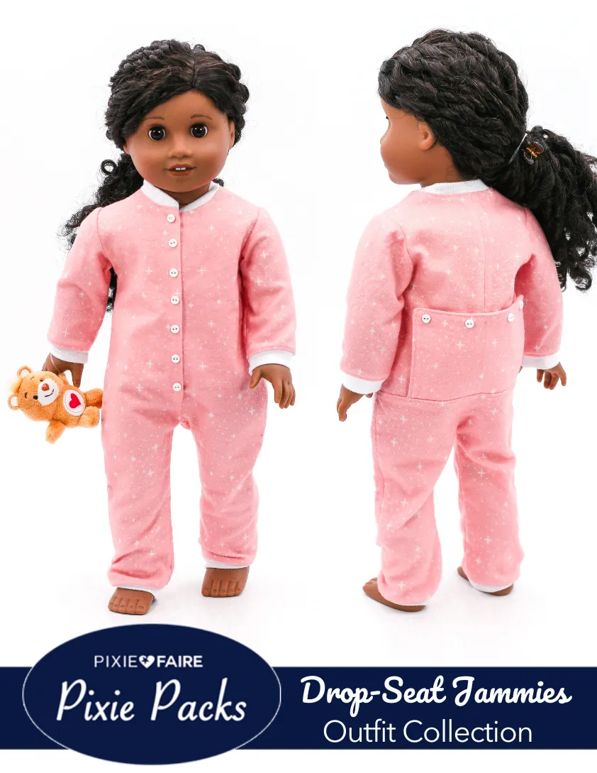 Pixie Packs Drop-Seat Jammies Coral Outfit Collection