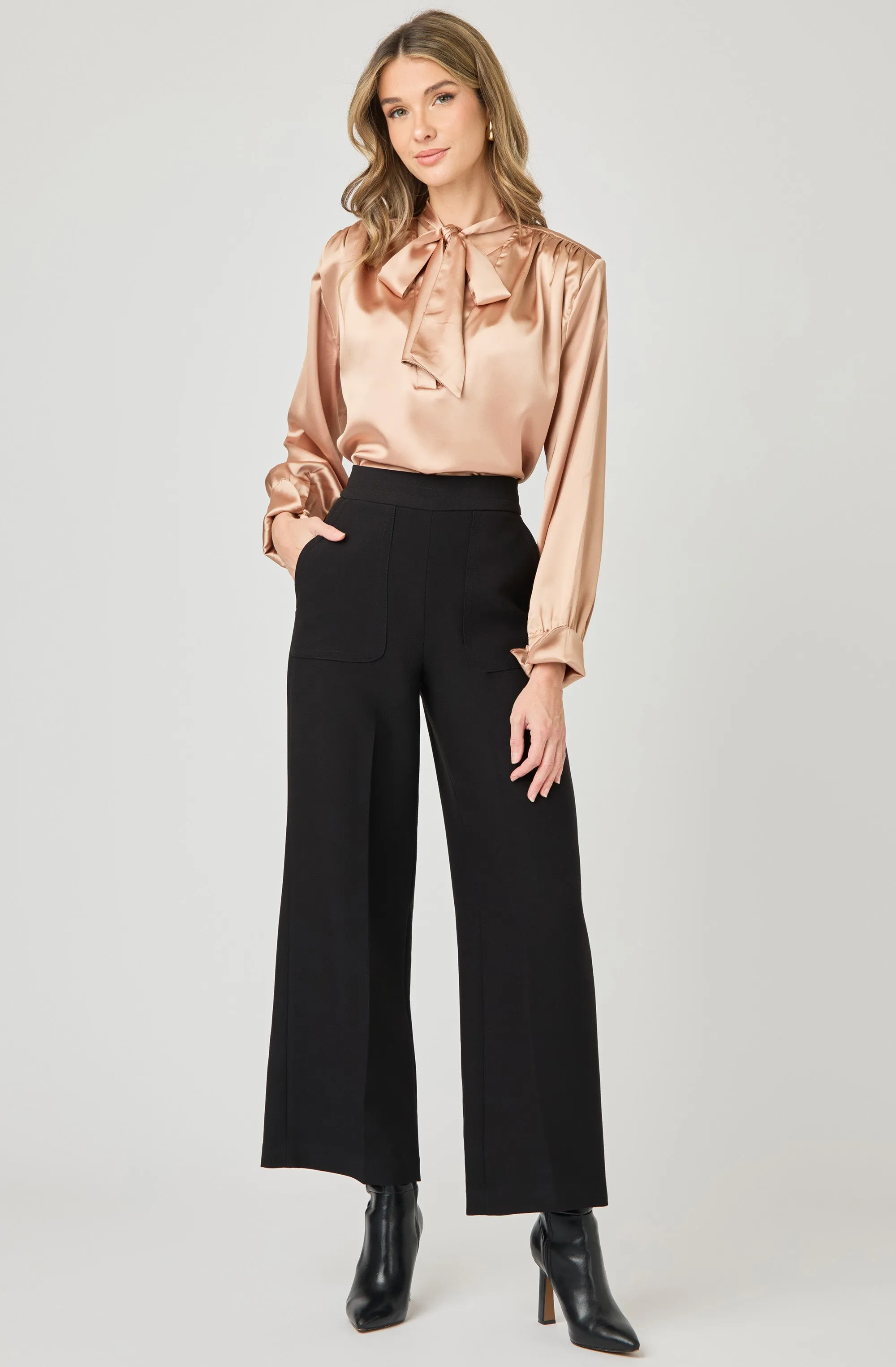 Satin Blouse with Necktie