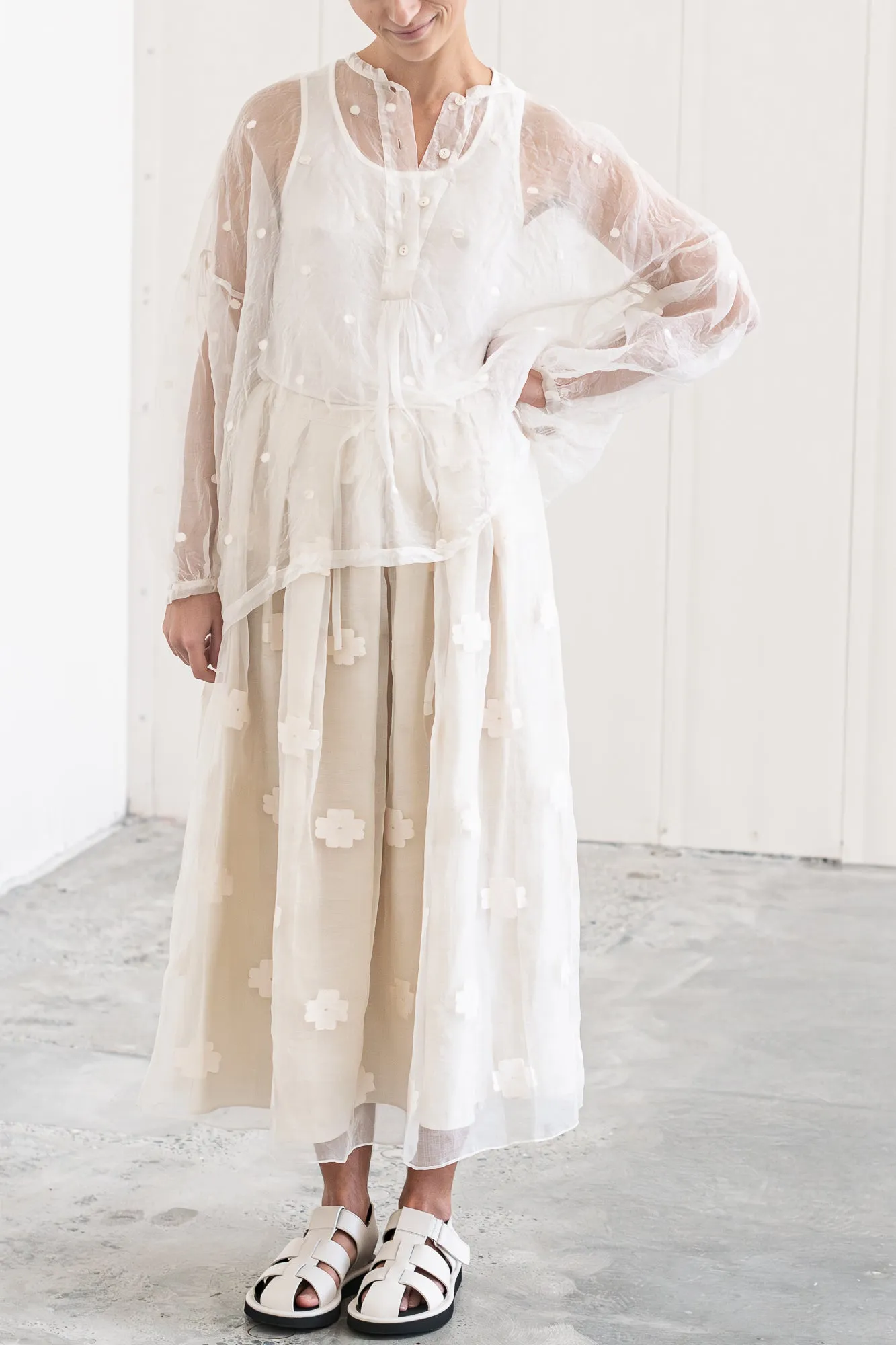 Silk organza blouse with spots