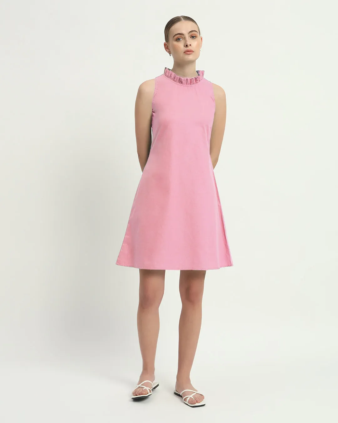 The Angelica Fondant Pink Cotton Dress