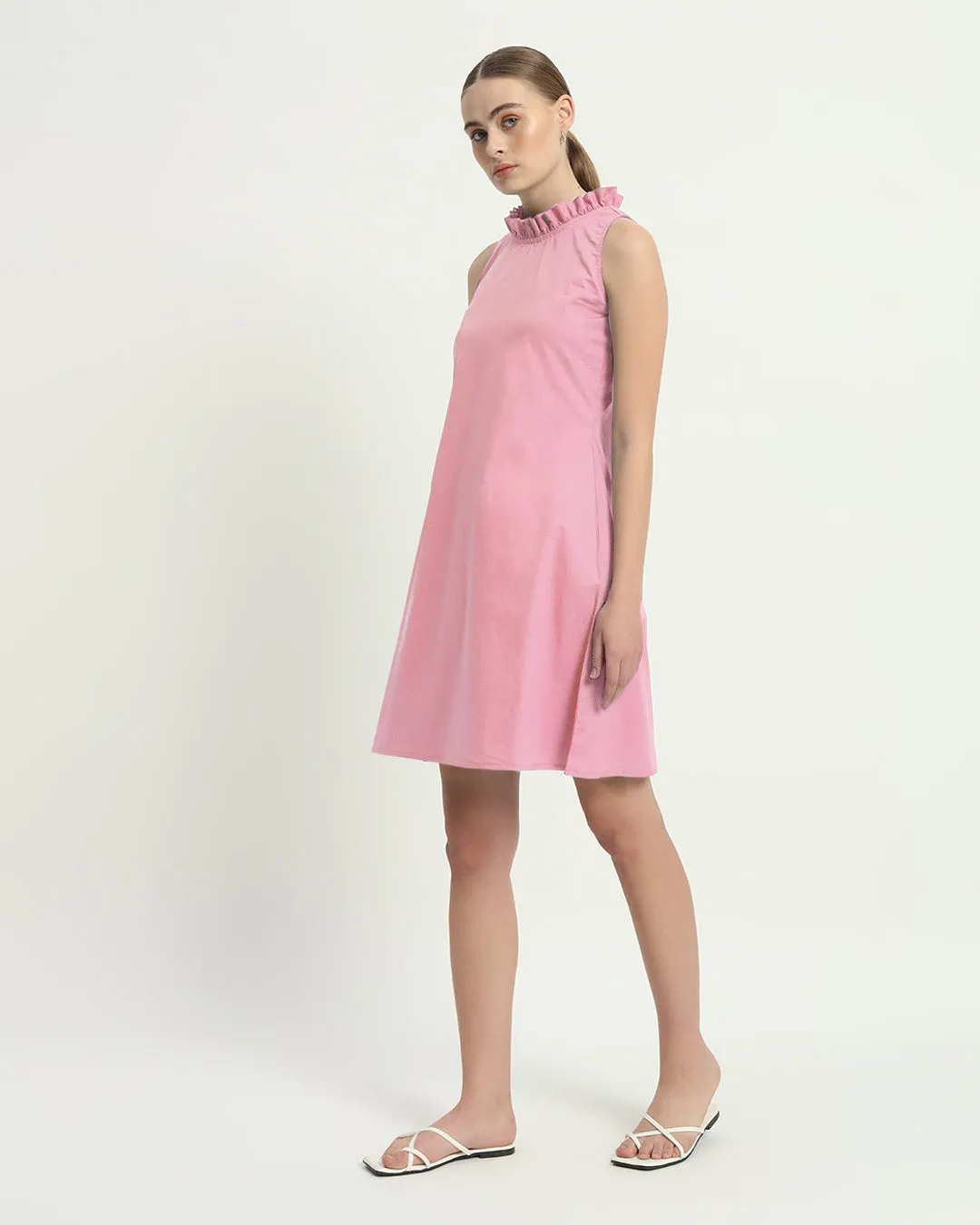 The Angelica Fondant Pink Cotton Dress