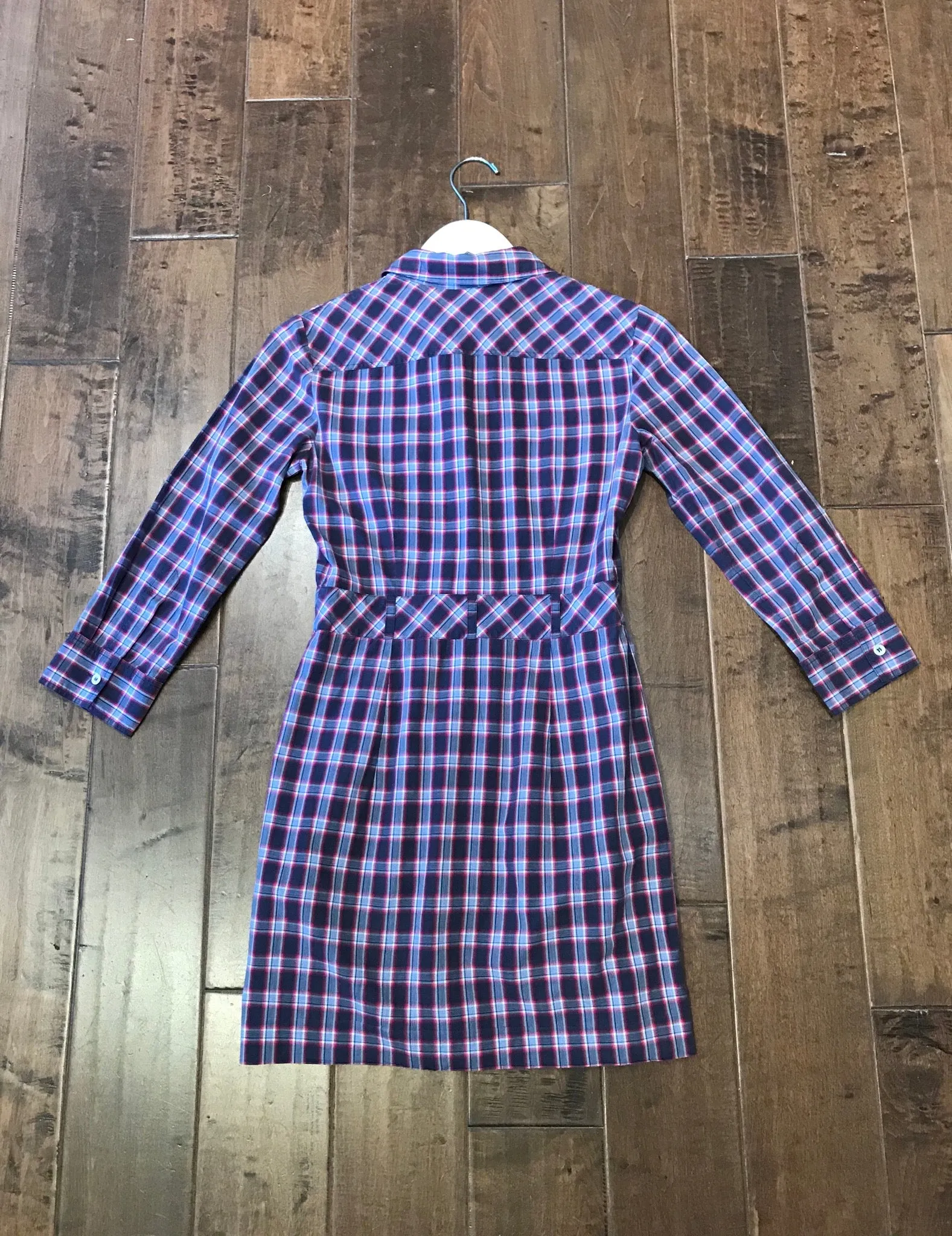 THEORY Plaid 3/4 Sleeve Shirt Dress