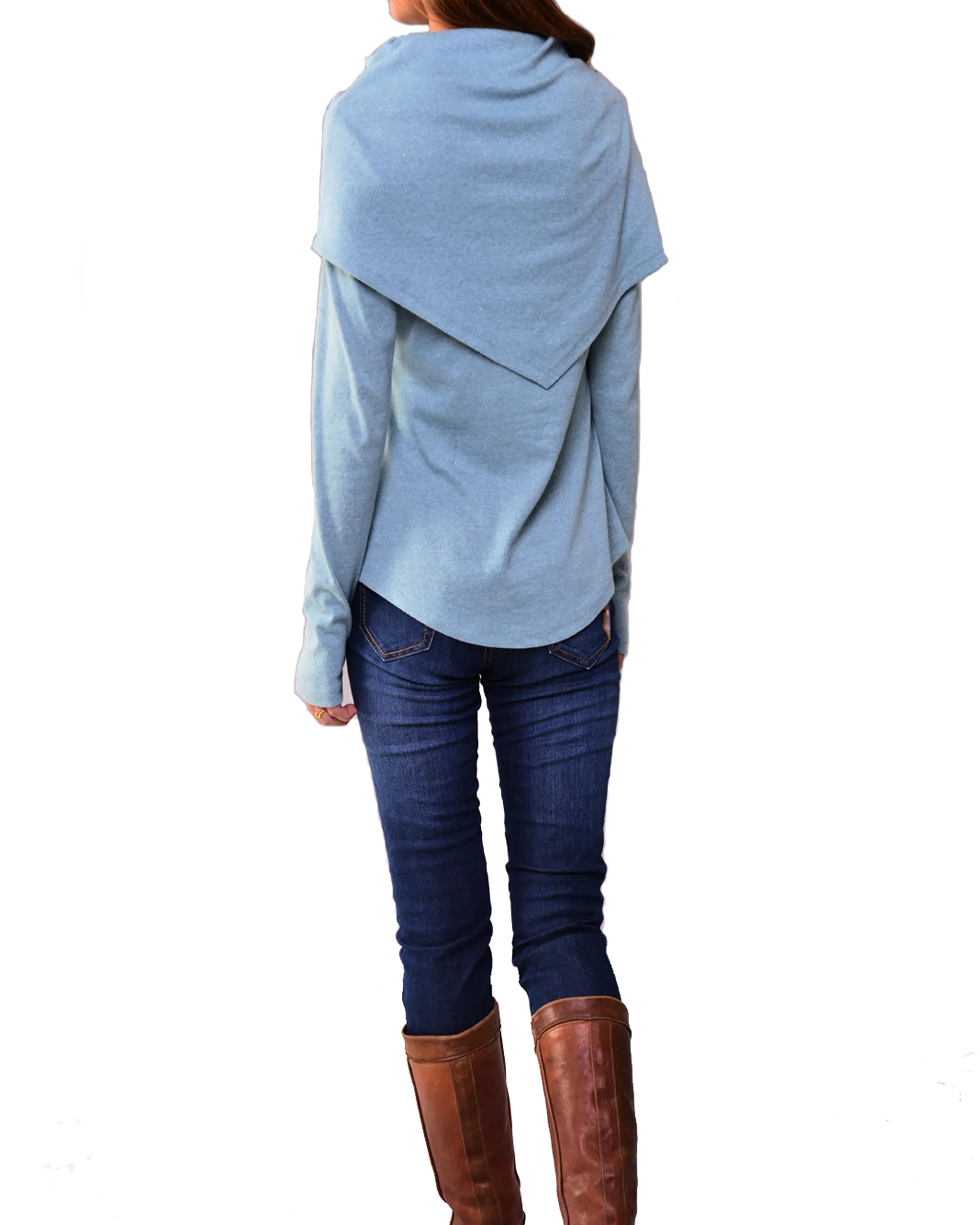 Women's bottoming shirt/long sleeve cotton top/customized top/Asymmetric t-shirt(Y1018)