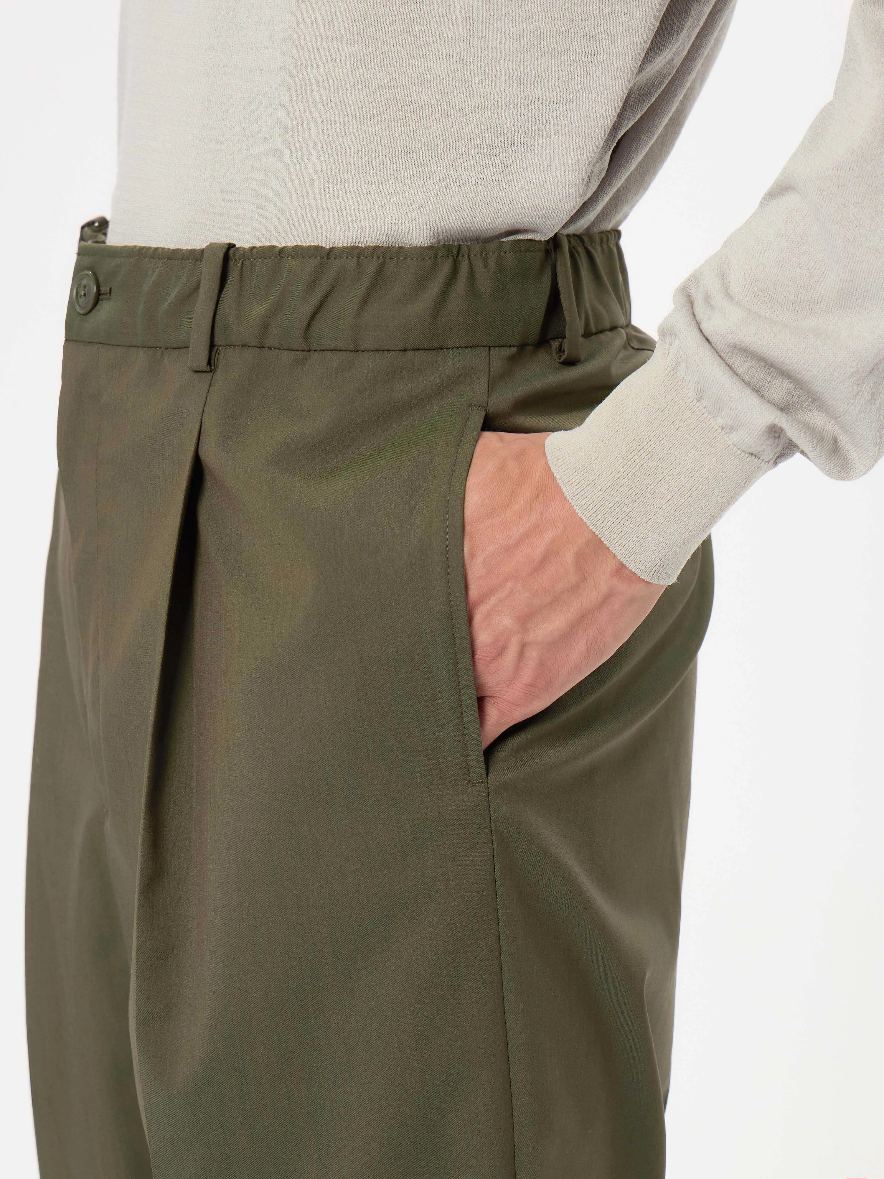 Wool Blend Twill One Tuck Pants