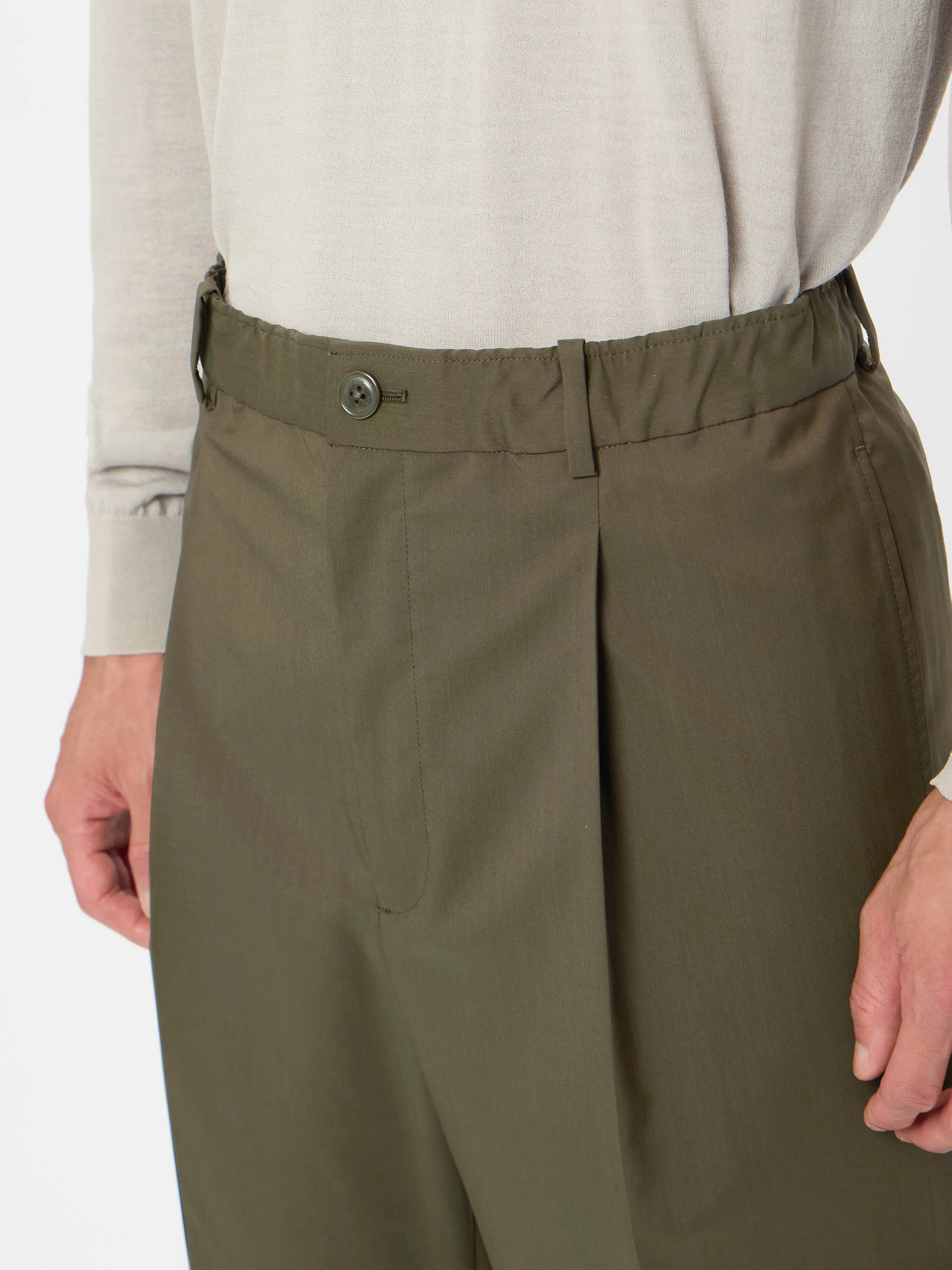 Wool Blend Twill One Tuck Pants