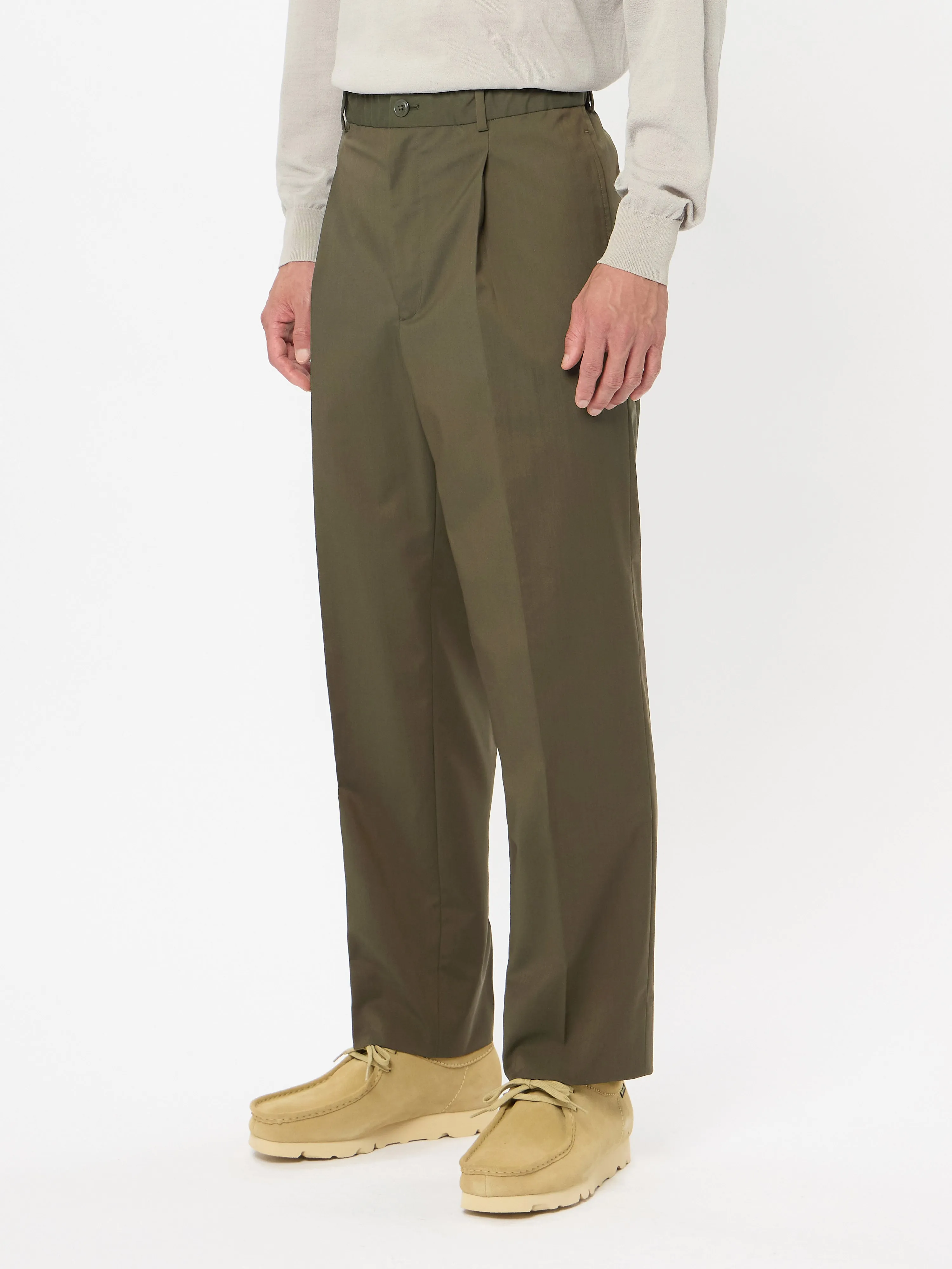 Wool Blend Twill One Tuck Pants