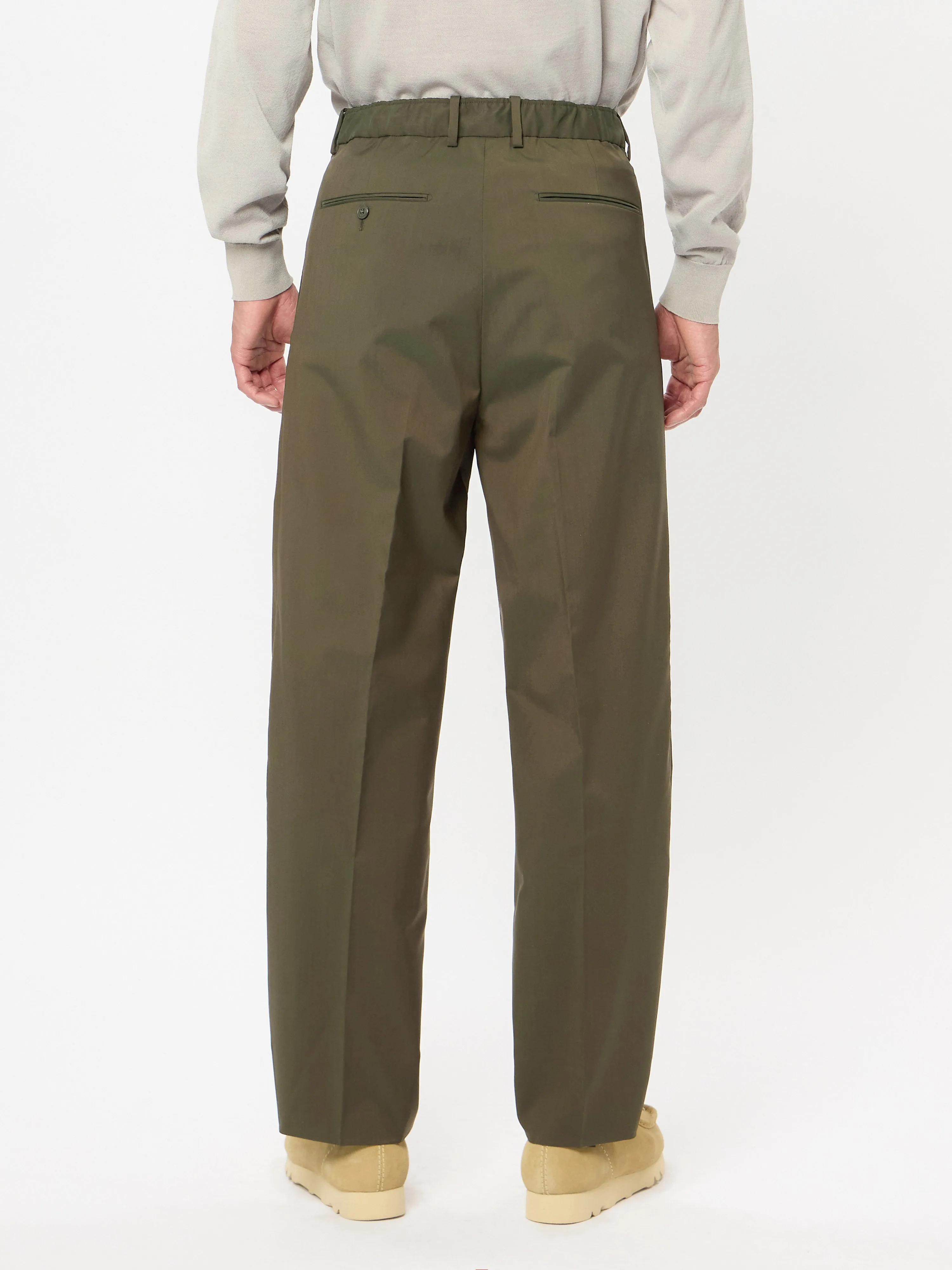 Wool Blend Twill One Tuck Pants